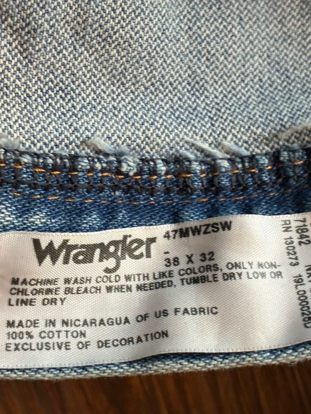 Wrangler 47MWZ Regular Fit Jeans 38x32 Vintage Fade Western Cowboy Denim USA - Picture 13 of 14